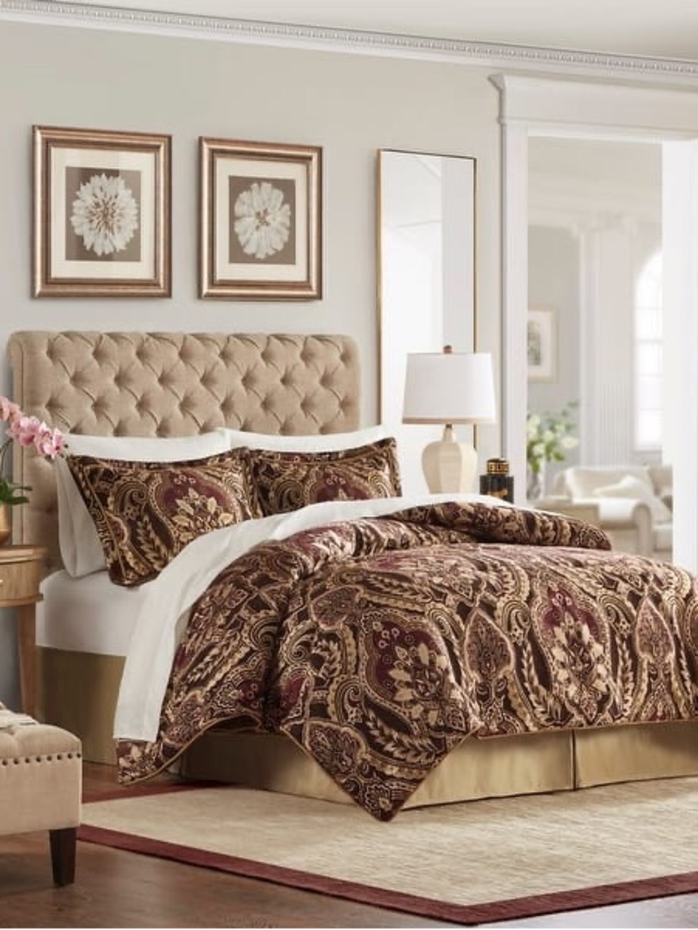 Croscill Julius 4 Piece Comforter Set - Burgundy - Queen